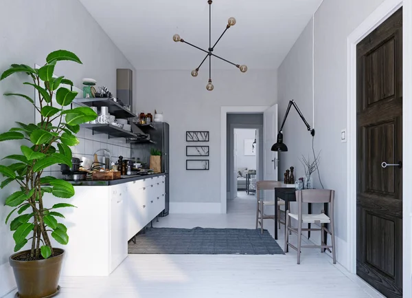 Cuisine de style scandinave moderne intérieur . — Photo