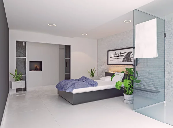 Dormitorio moderno diseño interior. — Foto de Stock