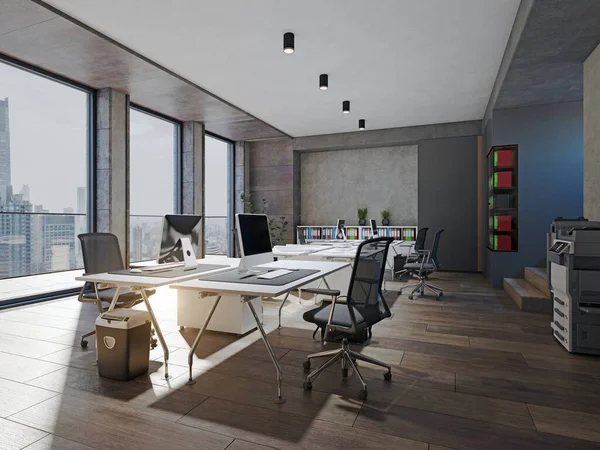 Contemporary Office Interior Rendering Design Concept — Stock Photo, Image