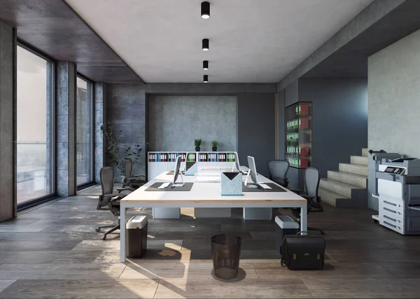現代的なオフィスのインテリア 3Dレンダリングデザインコンセプト — ストック写真