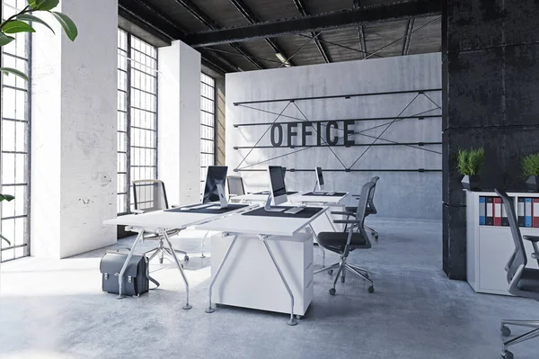 Interior Oficina Loft Contemporáneo Concepto Diseño Renderizado — Foto de Stock