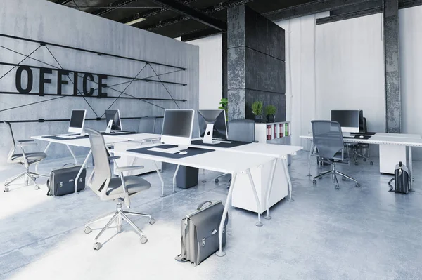 Zeitgenössisches Loft Office Interieur Rendering Designkonzept — Stockfoto