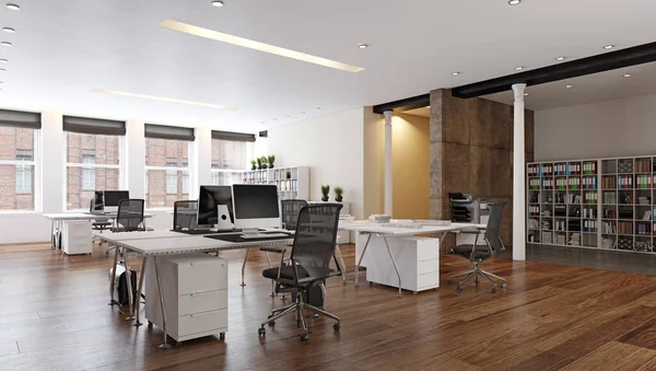 Contemporary Loft Office Interior Rendering Design Concept — Stock Photo, Image