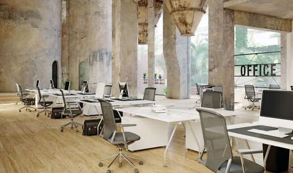 Contemporary Loft Office Interior Rendering Design Concept — Stock Photo, Image
