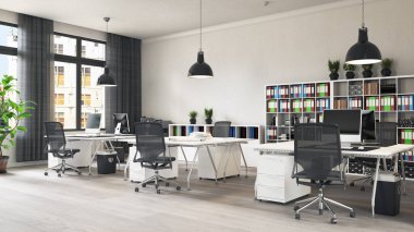 Çağdaş çatı katı iç mimarisi. 3d tasarım kavramı