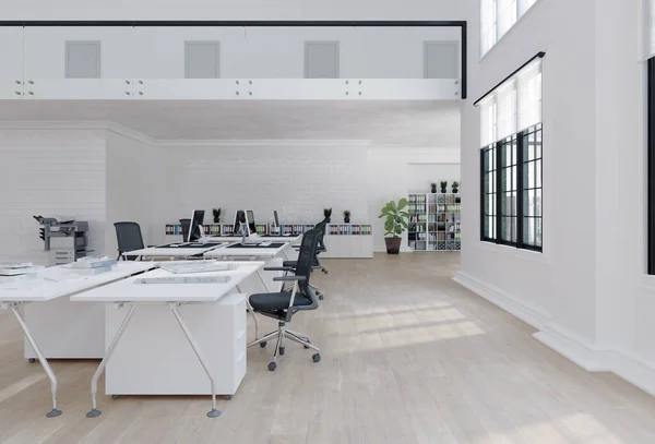 Zeitgenössisches Loft Office Interieur Rendering Designkonzept — Stockfoto
