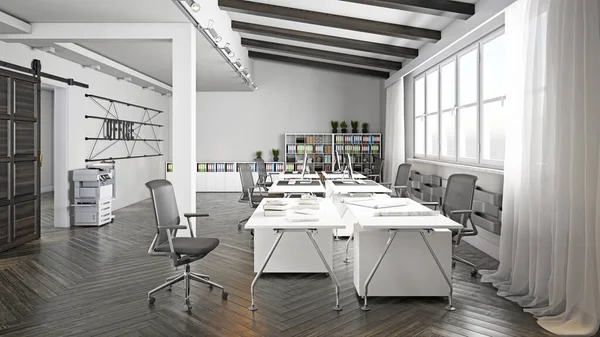 Interior Oficina Loft Contemporáneo Concepto Diseño Renderizado —  Fotos de Stock