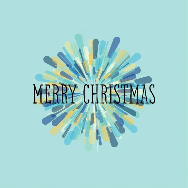 Soyut fütüristik kar tanesi üzerinde mavi arka plan ve neşeli Noel selamlar