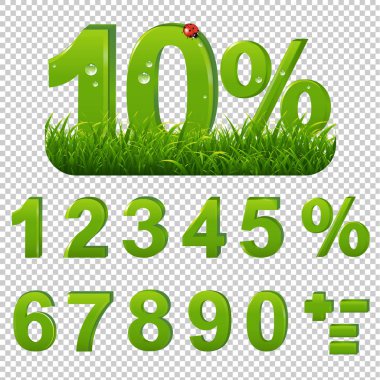 Çim şeffaf arka plan degrade kafes, vektör çizim ile yeşil yüzdeleri ayarlamak