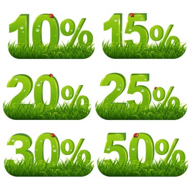 Çimenli Yeşil Yüzdeler Koleksiyonu Gradyan Örnekleme, Vektör İllüstrasyonu