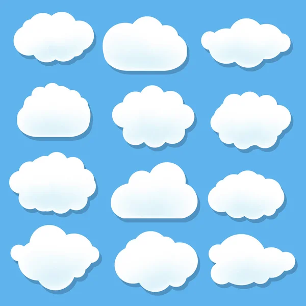 Cloud Icons Blue Background Gradient Mesh Vector Illustration — Stock Vector