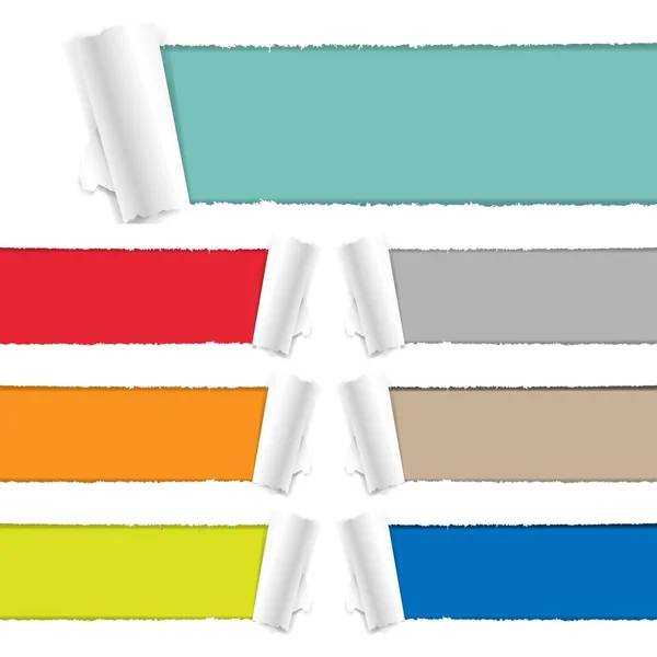 Farbig Zerrissene Papiersammlung Mit Gradientennetz Vektorillustration — Stockvektor