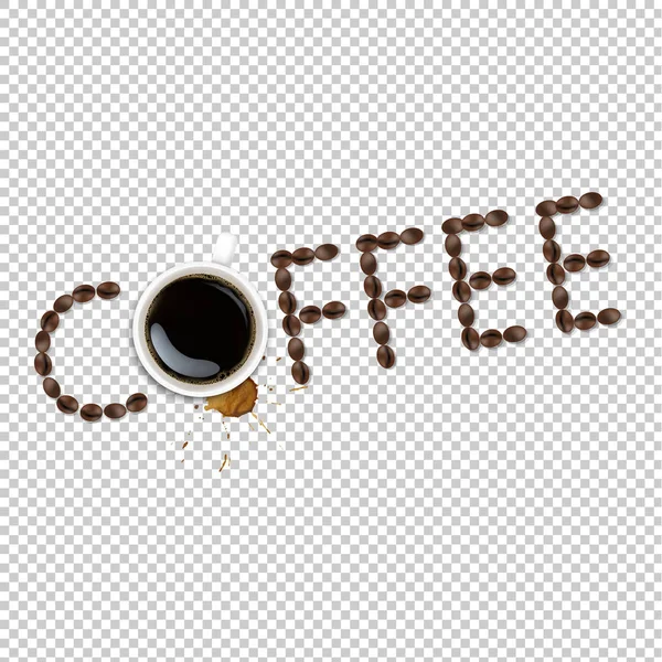 Cup Coffee Plate Coffee Grain Blots Transparent Background Gradient Mesh — Stock Vector