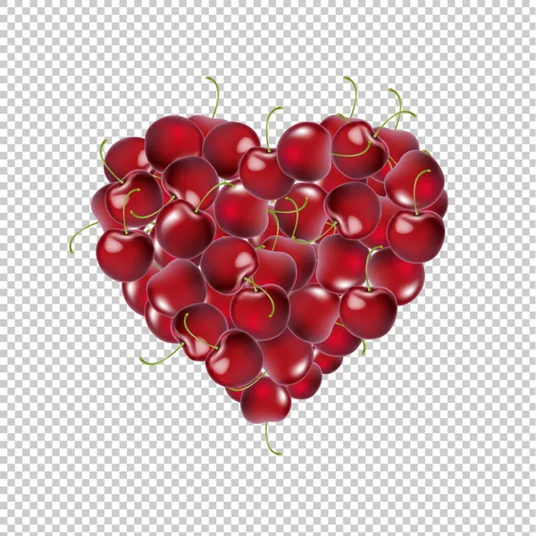 Coeur Cerises Fond Transparent Avec Maille Dégradée Illustration Vectorielle — Image vectorielle