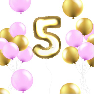 Doğum günü 5 yıl kartı beyaz arka plan degrade kafes, vektör çizim ile