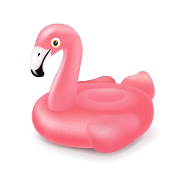 Pembe Şişirilebilir Flamingo Yüzme Yüzüğü Gradyan Örgü, Vektör İllüzyonu ile İzole Edildi