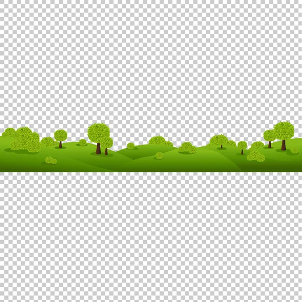 Groene Natuur Landschap Geïsoleerd Transparante Achtergrond Met Verloopnet Vectorillustratie — Stockvector