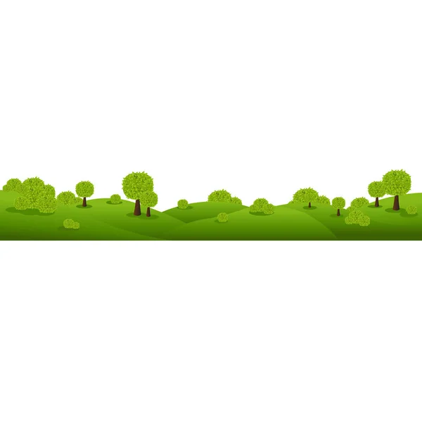 Groene Natuur Landschap Geïsoleerde Witte Achtergrond Met Gradiënt Gaas Vectorillustratie — Stockvector