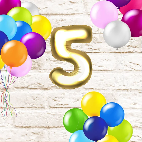 Gradyan Örgü, Vektör İllüstrasyonlu Tuğla Duvarlı 5 Yıl Kartı