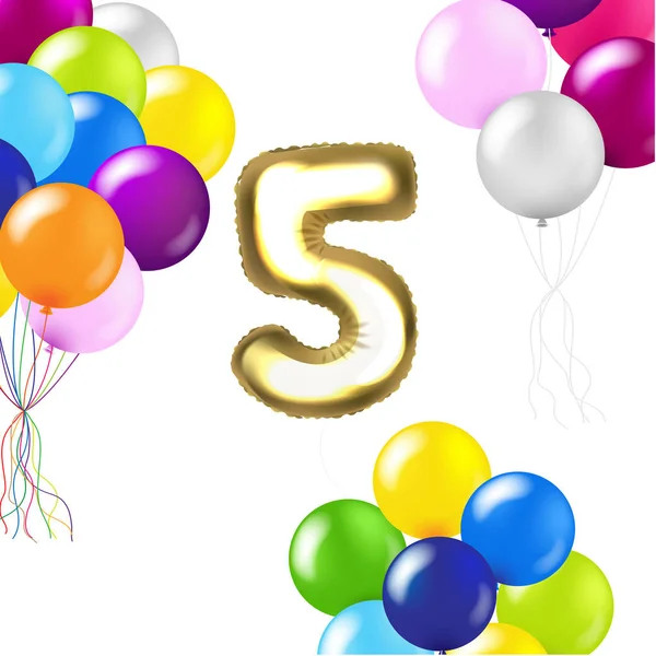 Doğum günü 5 yıl kartı beyaz arka plan degrade kafes, vektör çizim ile