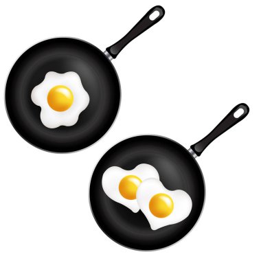 Kızarmış yumurta toplama izole beyaz arka plan degrade kafes, vektör çizim ile