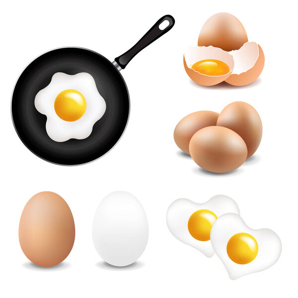 Big Eggs Collection White Background With Gradient Mesh, Vector Illustratio