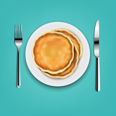 Çatal ve Bıçakla Tabak Nane Örtüsü Gradyan Örtüsü, Vektör İllüzyonu