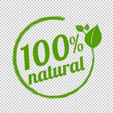% 100 Doğal Logo Sembolü Şeffaf Arkaplan, Vektör Resimleri