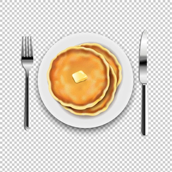 Plate Fork Knife Transparent Background Gradient Mesh Vector Illustration — 스톡 벡터