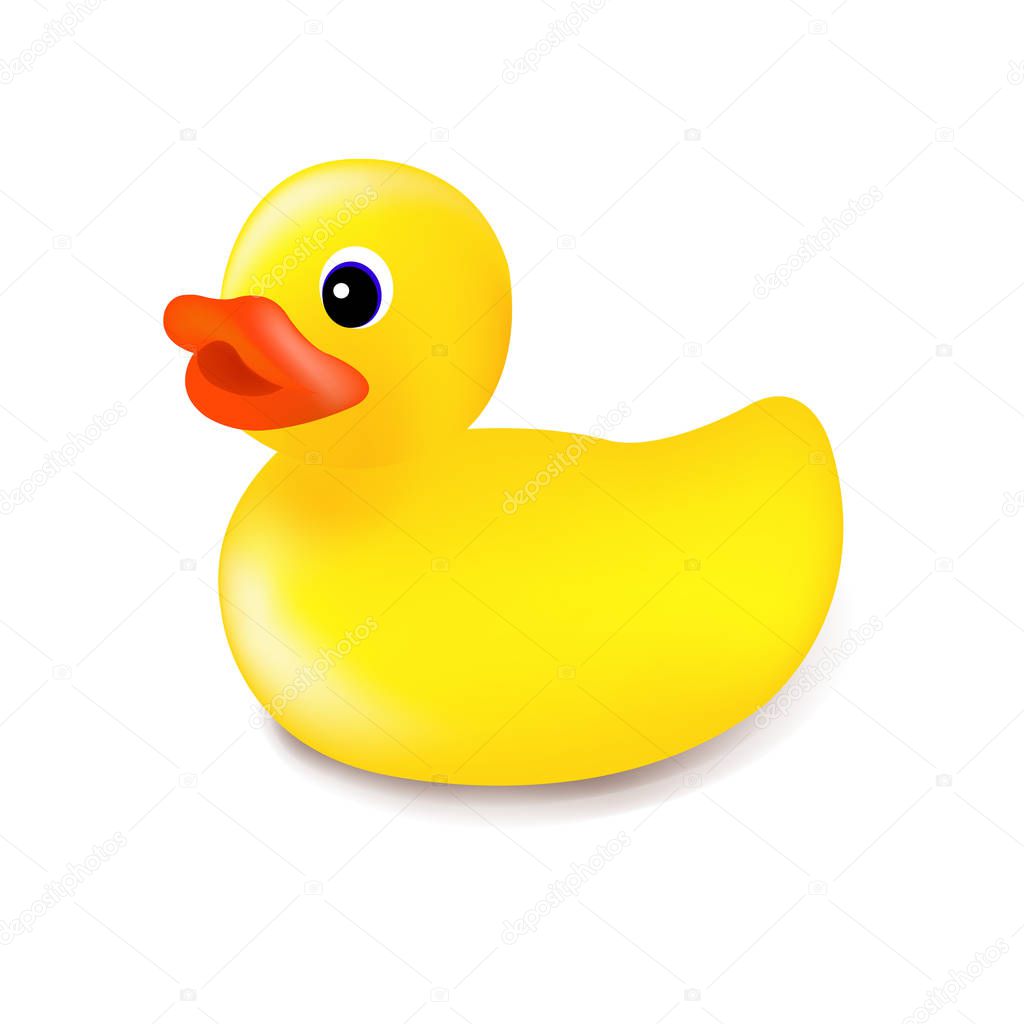 Rubber Duck Isolated With Gradient Mesh, Vector Illustration