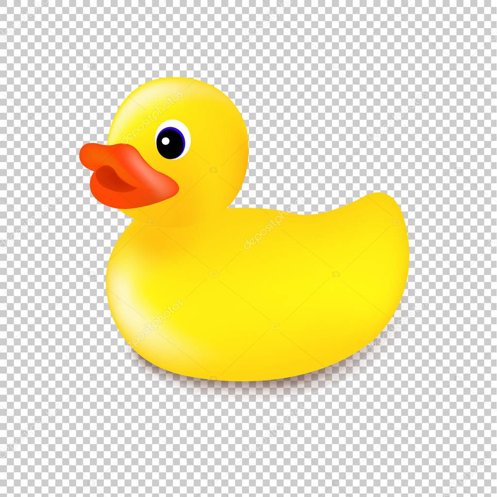 Rubber Duck Isolated Transparent Background With Gradient Mesh, Vector Illustration
