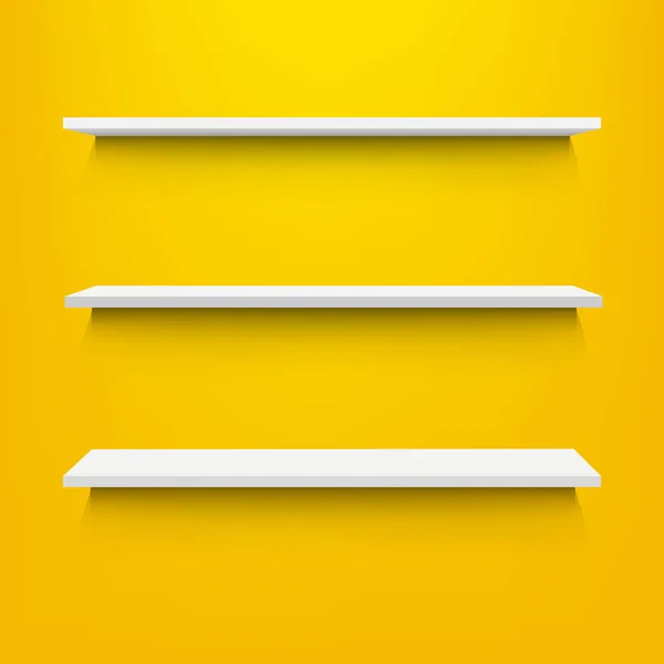 Leere Regale Mit Gelbem Hintergrund Mit Gradientennetz Vektorillustration — Stockvektor