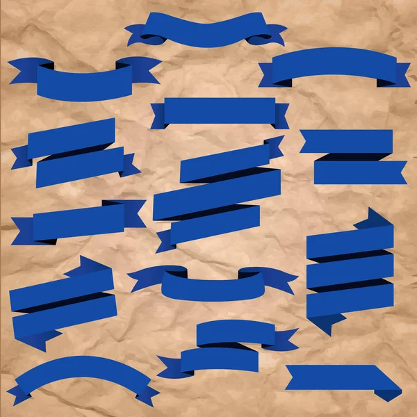 Blue Web Ribbons Set Gradient Mesh Vector Illustration — стоковый вектор