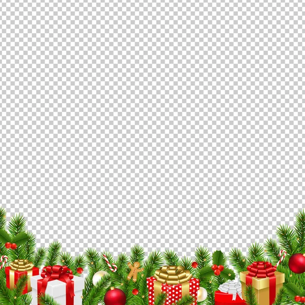 Weihnachtsrand Transparenter Hintergrund Mit Verlaufsnetz Vektorillustration — Stockvektor