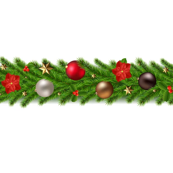 Χριστουγεννιάτικο Γκάρλαντ Απομονωμένο Λευκό Φόντο Στραγγιστό Διάνυσμα Εικονογράφηση — Διανυσματικό Αρχείο