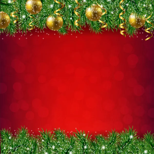 Tannenbaum Bordüre Mit Rotem Hintergrund Mit Gradientennetz Vektorillustration — Stockvektor