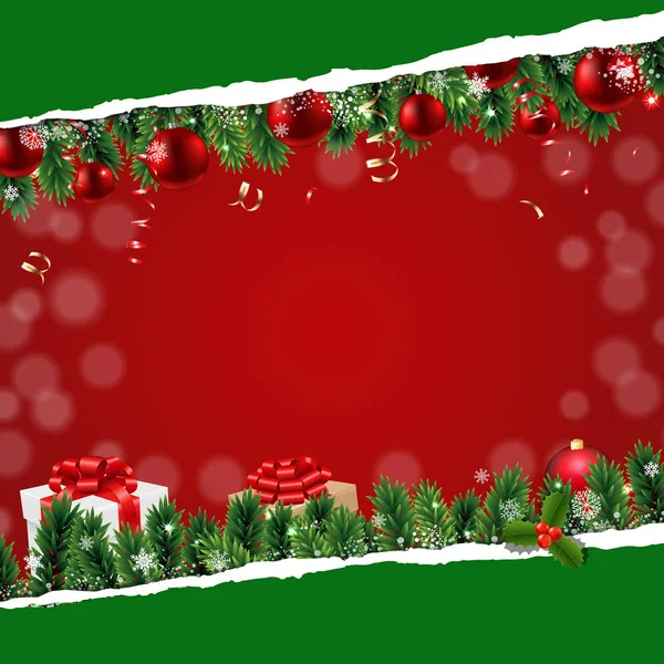 Banner Natale Con Carta Strappata Con Maglia Gradiente Illustrazione Vettoriale — Vettoriale Stock