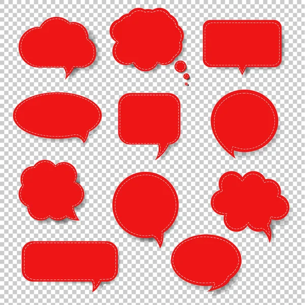 带渐变网格的红色语音气泡集隔离透明背景 矢量插图 — 图库矢量图片