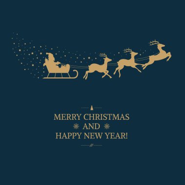 Noel Baba bir kızak, vektör çizim sürüş