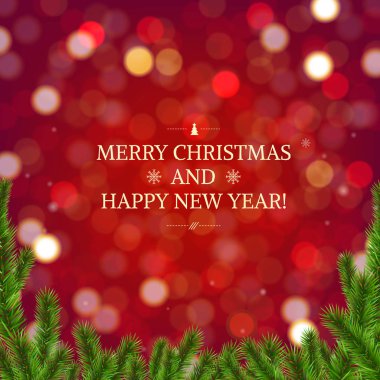 Bokeh Firtree Sınırı ile Kırmızı Arkaplan Gradyan Ağ, Vektör İllüstrasyonu