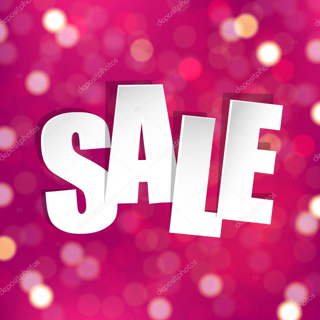 Pink Sale Poster With Gradient Mesh, Vector Illustration