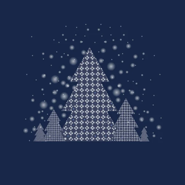 Blauwe Kerstkaart Met Firtree Met Gradiënt Vectorafbeelding — Stockvector