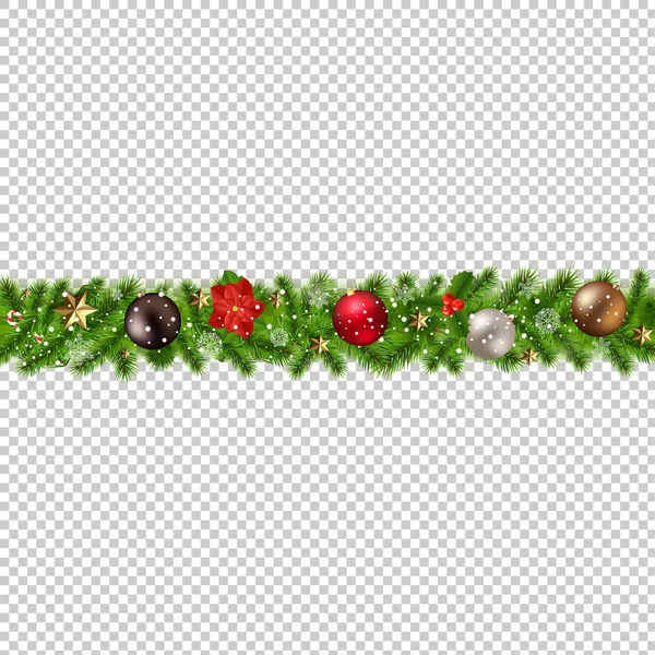 Christmas Border Isolated Transparent Background Gradient Mesh Vector Illustration — 스톡 벡터