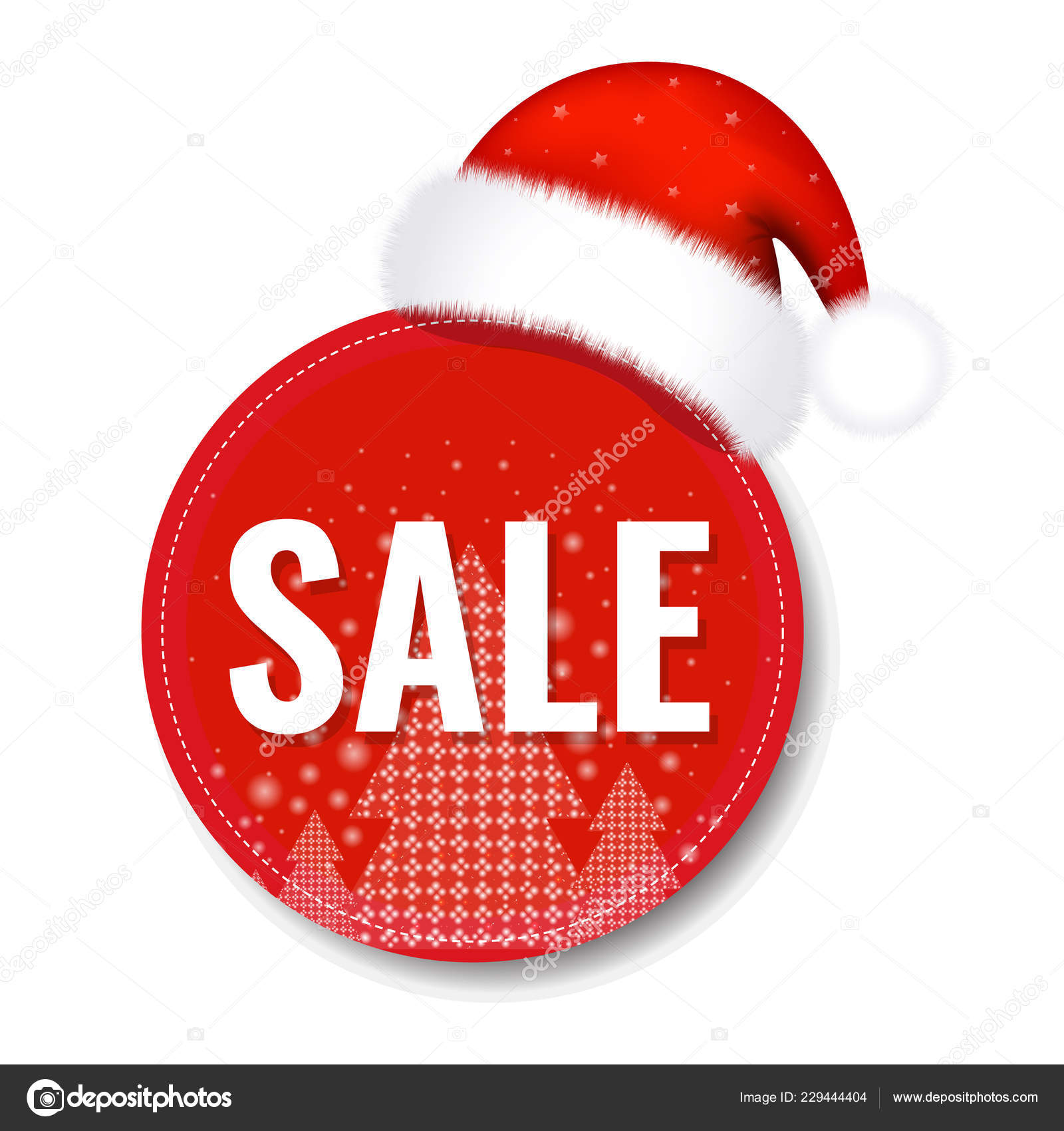 Christmas Sale Tag Santa Claus Cap Gradient Mesh Vector