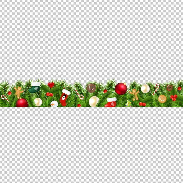 Christmas Border Isolated Transparent Background Gradient Mesh Vector Illustration — Stock Vector