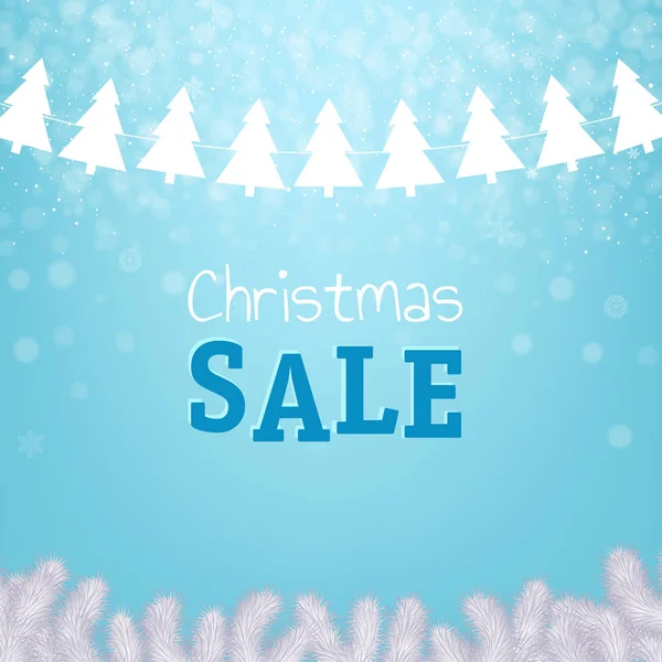 Christmas Sale Poster Xmas Tree Gradient Mesh Vector Illustration — Stock Vector