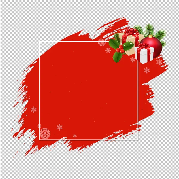 Merry Christmas Banner Red Blobs Transparent Background Gradient Mesh Vector — стоковий вектор