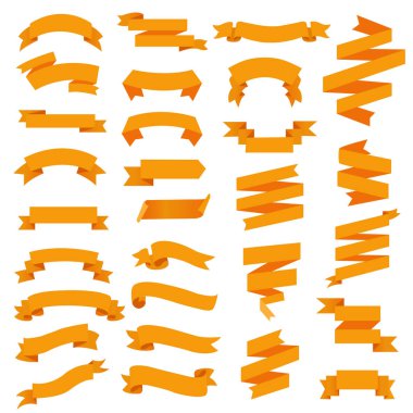 Turuncu Web Kurdelesi Büyük Set, Vektör İllüstrasyonu