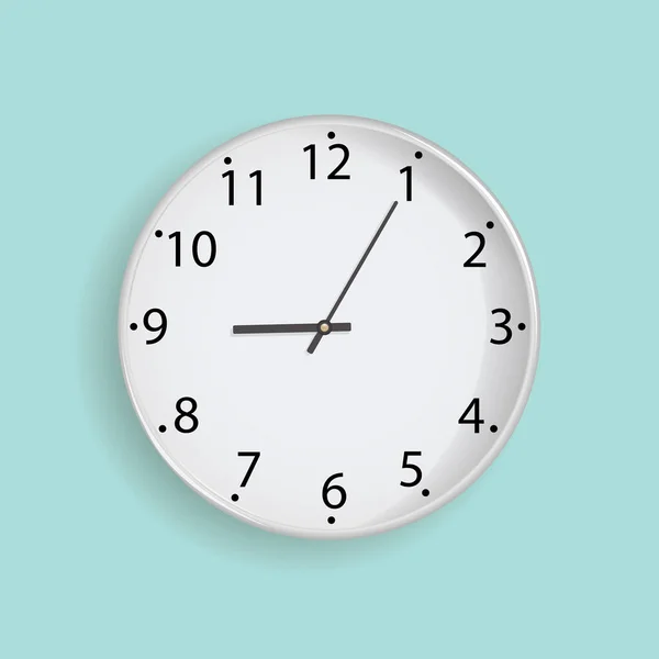 Uhr Auf Minzhintergrund Mit Gradientennetz Vektorillustration — Stockvektor