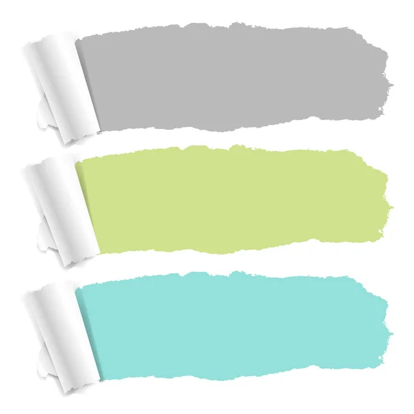 Pastel Kleur Gescheurd Papier Set Met Gradiënt Mesh Vector Illustratie — Stockvector